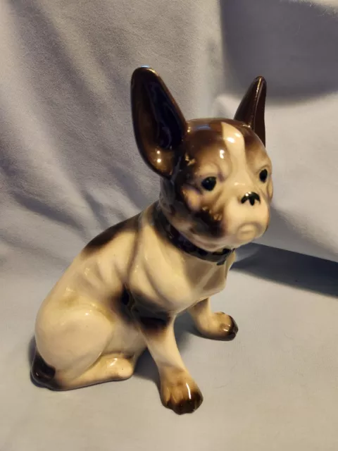 Old Ceramic Boston Terrier Dog French Bulldog Dog Figurine Beautiful Dog
