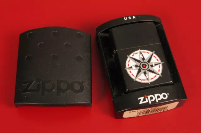 Vintage Zippo Cigarette Compass Lighter In A Plastic Case !!