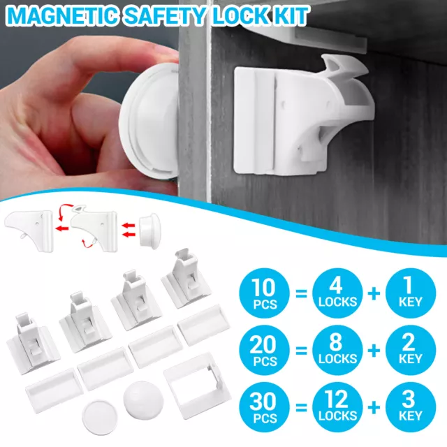 12 Locks+3 Keys Child Magnetic Kid Baby Safety Drawer Door Lock Cupboard Cabinet