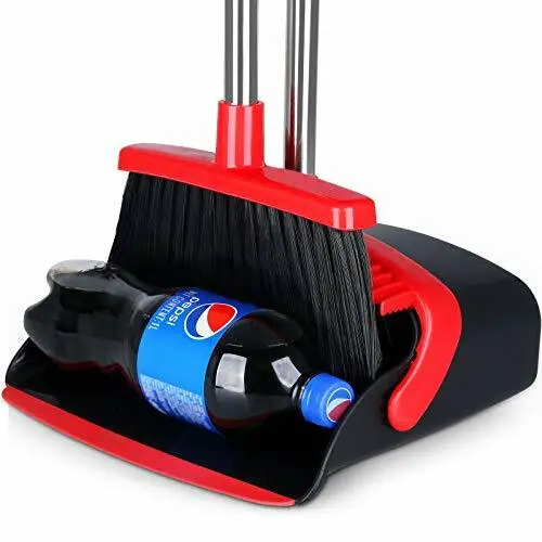 Large Broom and Dustpan 2021 Upgrade Dust pan Broom Set with Heavy Duty 55" L...