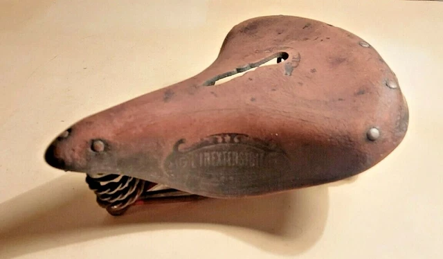 Selle Vélo Ancienne Henri Gauthier - Cuir Marron - Occasion - Vintage - Fabriqué En France