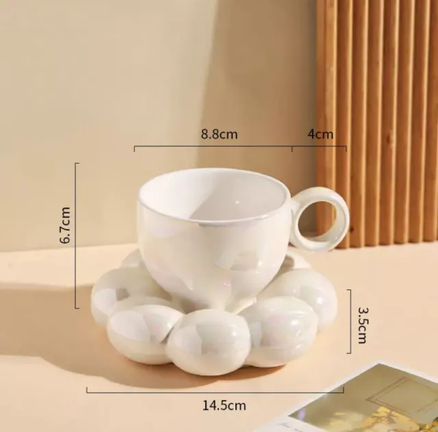 Pastel Ceramic Coffee Mugs Nordic Creative Cup with Sunflower Saucer Milk Teacup 3