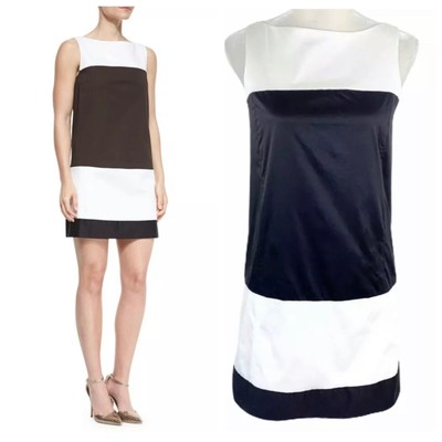 Kate Spade New York Black White Color Block Sleeveless Zip Shift Dress Womens 2