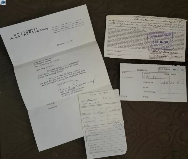 1940s Documents - Check, Credit Statement, Letters, Receipts, Pay Stabs, etc.