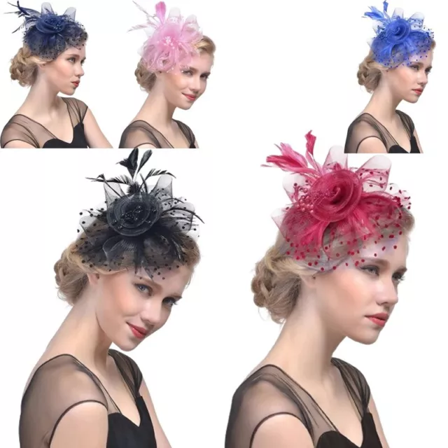 Royal Wedding Fascinator Flower Hair Clip Feather Ascot Top Hat Lady Headband