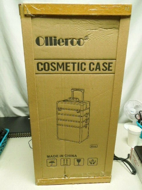 Estuches de tren de maquillaje cosmético rodante de aluminio profesional Ollieroo 4 en 1