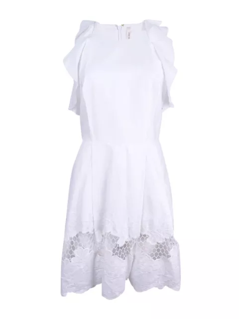 Rachel Roy Women's Ruffled Embroidered Fit & Flare Dress (2, White)