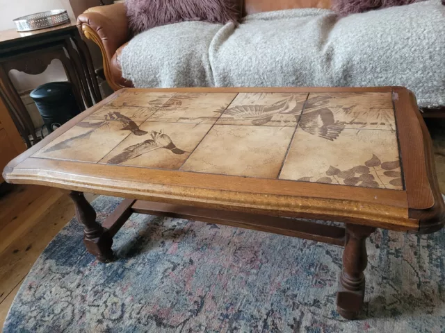 Vintage Mid Century Tiled Top Coffee Table Signed * Ystalyfera Swansea Valley
