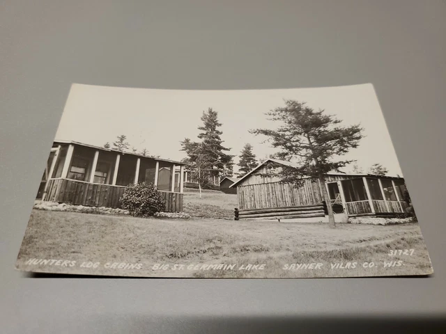 Hunters Cabins Big St Germain Lake Sayner Vilas Wisconsin RPPC D7
