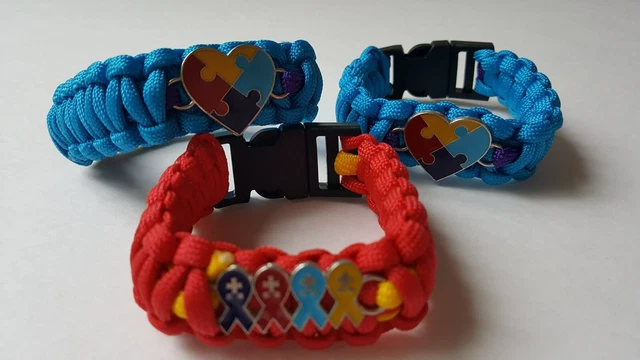 Autism Awareness Paracord Bracelet - RED - NEW