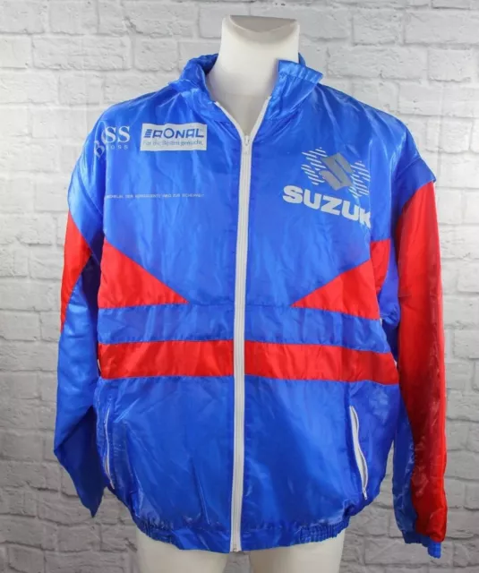 Suzuki Trainingsjacke Sportjacke Freizeitjacke shiny silky blau TRUE VINTAGE 90s