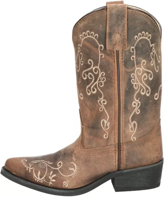 Smoky Mountain Jolene Western Leather Boot, 9 Little Kid - Brown Waxed Distress