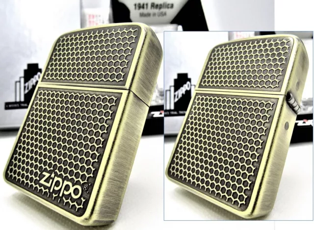 Grill Mesh Double Sides Antique Brass 1941 Replica ZIPPO 2016 MIB Rare