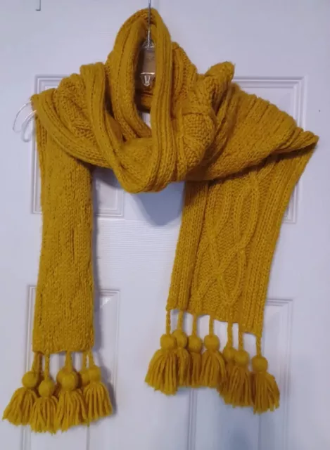 Mossimo Supply Co. Womens Winter Scarf With Fringe 74x7in Mustard Long