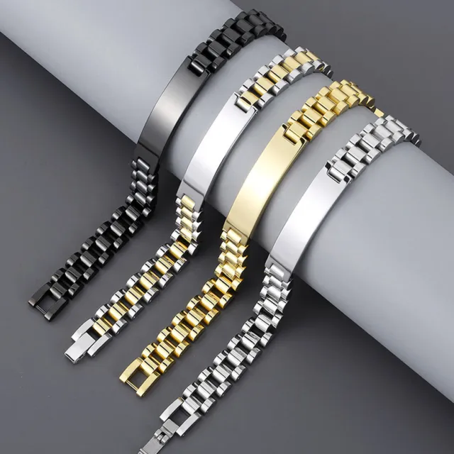 Multi-color Fashion Mens Chain Wristband 316L Stainless Steel Bracelet Bangle