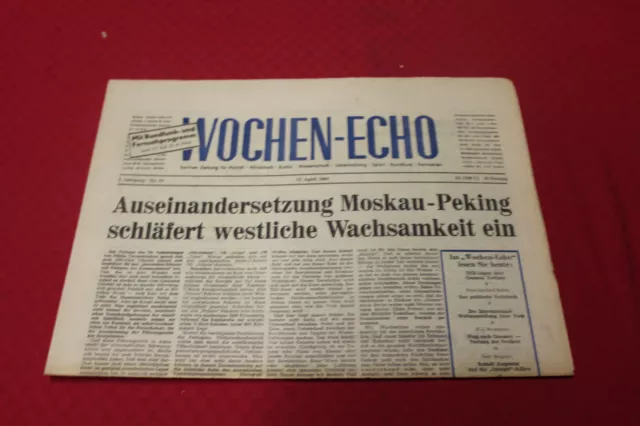 Wochen-Echo Zeitung 17. April 1964 Super Geschenk zum 60. Geburtstag