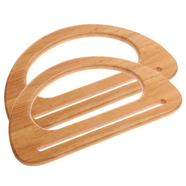 2x Vintage Wooden Purse Handbag Bag Handle for DIY Purse Making