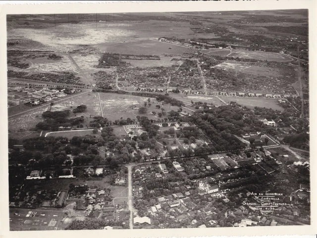 SAIGON 3 photos 1936 Vue aérienne du Camp Testard Vietnam Indochine Cochinchine 2