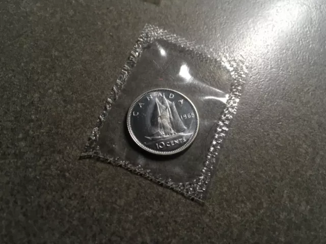 Unc 1965 Canada 10 Cents .800 Silver Coin Dime Bluenose Sail Schooner #823s