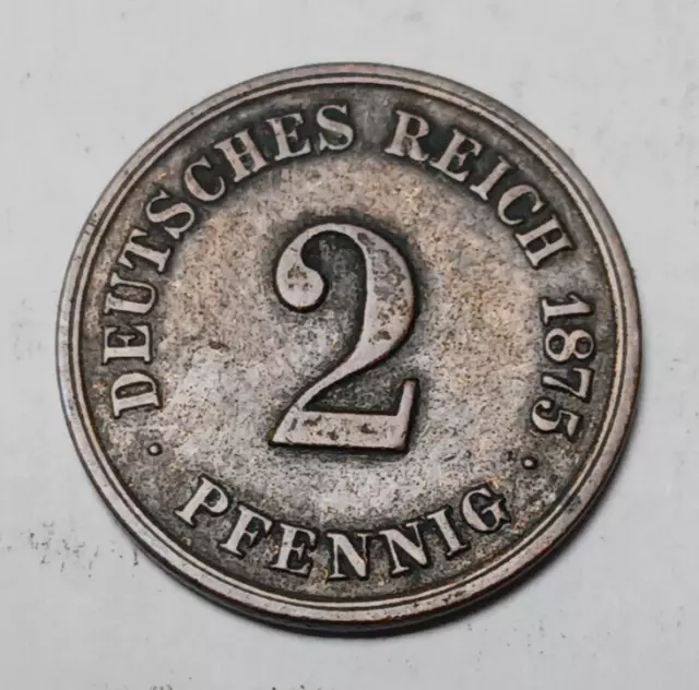 1875-F Germany 2 Pfennig - Copper Coin - German Empire