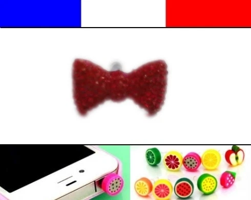 Cache anti-poussière jack universel iphone capuchon bouchon Noeud Rouge
