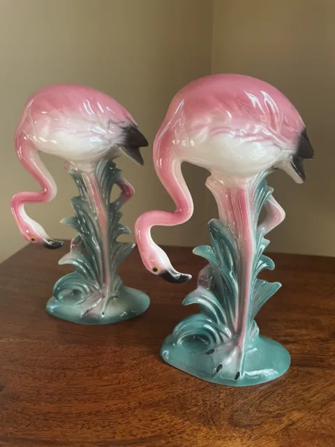 Vintage Mid Century Art Deco Style Pair Of Flamingo Figurines.