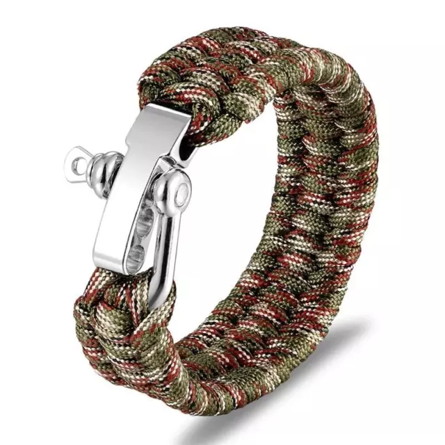 Men's Outdoor Camping Survival Parachute Rope Paracord Bracelet Stainless Steel