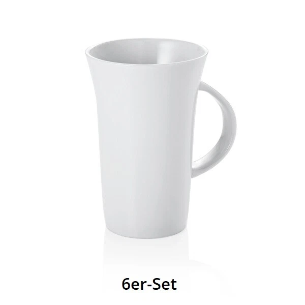 Juego de 6 vasos, porcelana, 0,30 litros, Ø 8 cm y 12,5 cm de altura