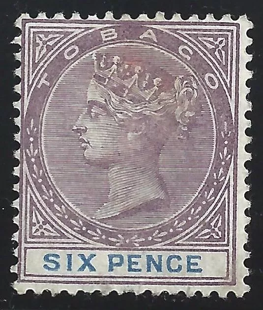 1895 TOBAGO - Yvert Taxe nÂ° 9 6p. marron-violet et bleu MH/*