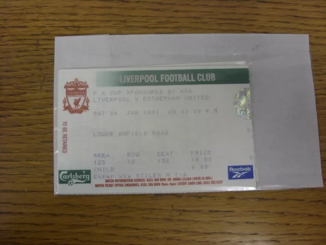 06/01/2001 Ticket: Liverpool v Rotherham United [FA Cup] . Any faults with this