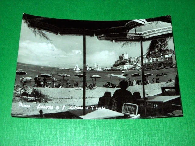 Cartolina Ponza ( Latina ) - Spiaggia di S. Antonio e il porto 1960 ca.