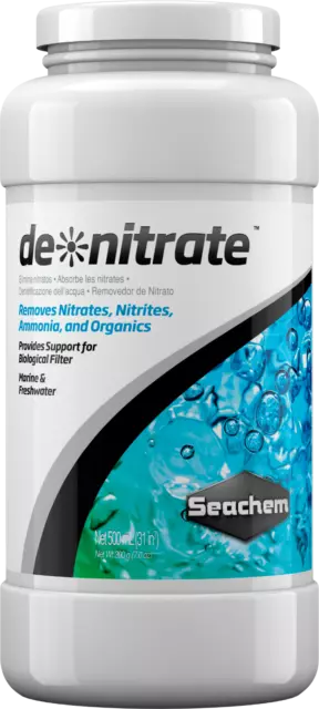 Seachem DeNitrate 500ml Removes Nitrates, Nitrites, Ammonia & Organics Fish