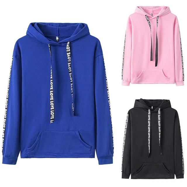 Autunno Donna Felpe con Cappuccio Camicetta Pullover Camicia Larga da Top