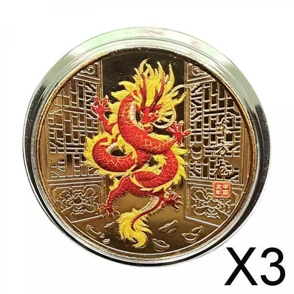 3X Pièce Commémorative Du Nouvel An Chinois 2024, Pièce Porte- Dragon