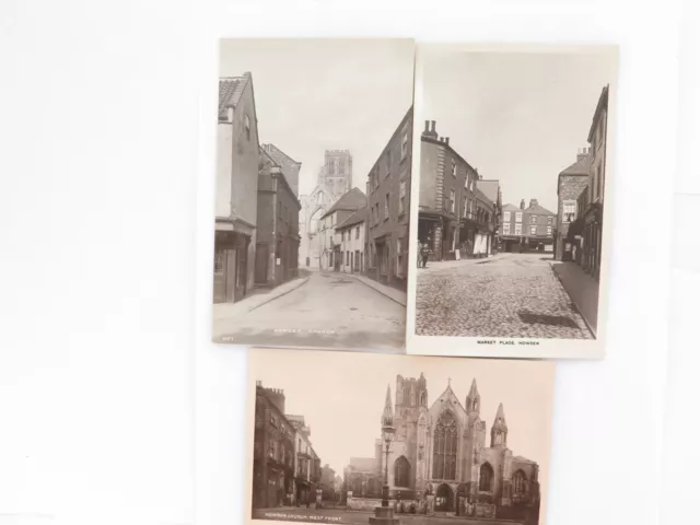 .3 Vintage x Howden, UK RPPC Real Photo Unused Postcards. Street Scenes & Church 2