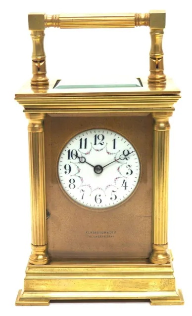 Antique Striking French 8Day Carriage Clock Unusual Masked Dial Case Enamel 1890