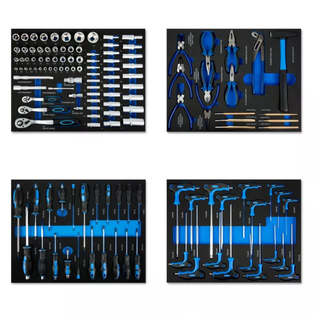 EBERTH Set d'outils pour servante d'atelier chariot à outils 134 pièces bleu