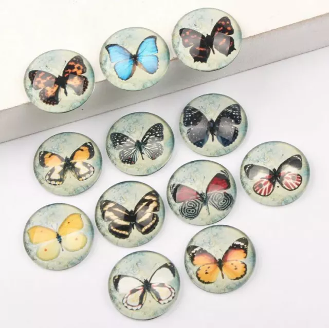 12 verschiedene 10|12 mm Glas Cabochons Schmetterlinge Butterfly