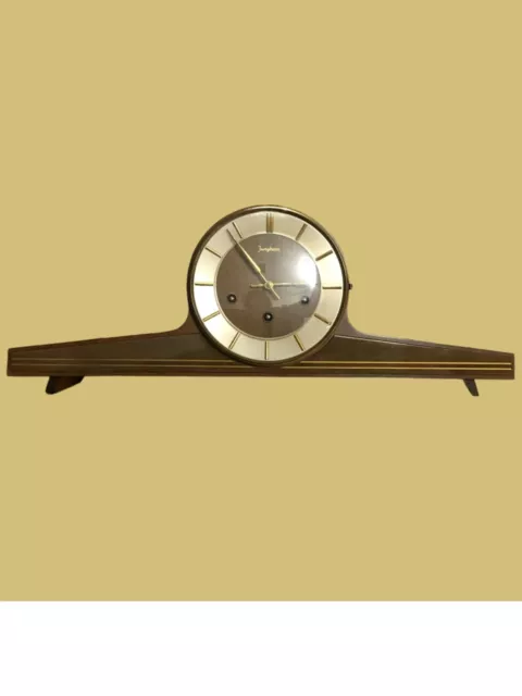 Handsome art deco Junghans (German) 1950's mantel clock with key - rare find!