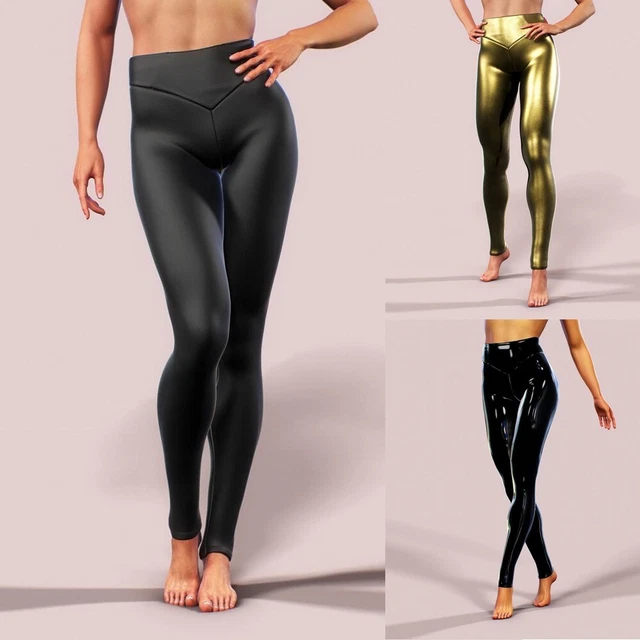 leggings extensibles en faux cuir pour femme de grande taille aspect humide coup