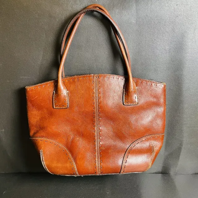 Vintage Y2K Leather FOSSIL Purse Handbag Distressed Brown Divided Interior Small