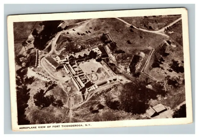 Vintage 1930's Photo Postcard Airplane View of Fort Ticonderoga New York