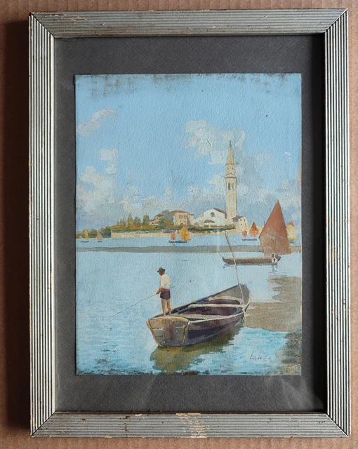 Beautiful tempera on cardboard Venice Luigi Lanza (1860-1913) Beautiful tempera on cardboard Venice Luigi Lanza (1860-1913)