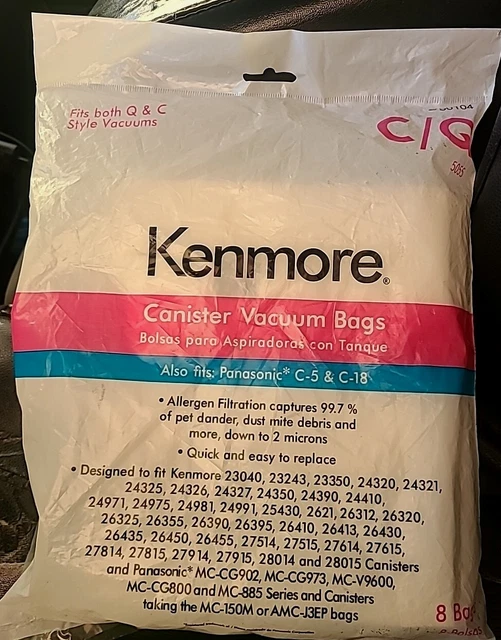 KENMORE SEARS TYPE Q/C 50104 8 Pack Style C/Q Canister Vacuum Bags 5055