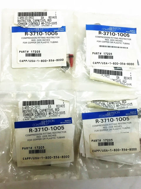 Johnson Controls Compression Fitting Restrictor R-3710-1005 [Lot of 4] NOS