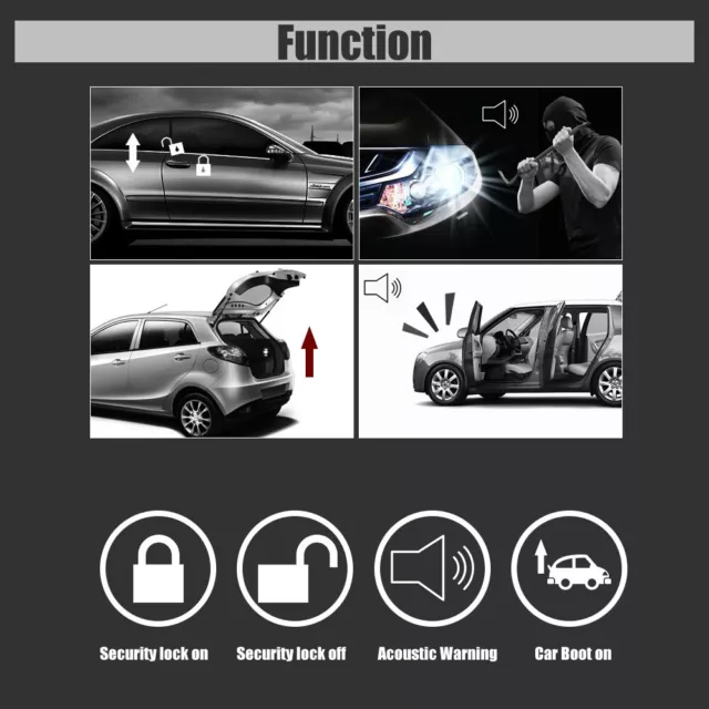 Universal Car Alarm System Security Keyless Entry System with 2 Key Fobs B8Y7 3