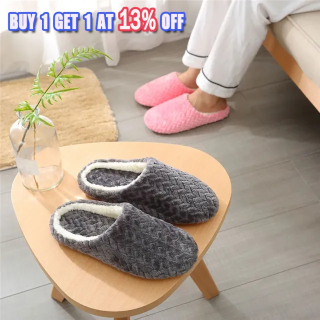 Slippers Winter Warm Memory Foam Soft Piush Indoor Slip On Shoes Size 5.0-8.5