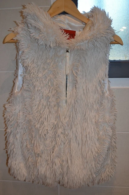 Gilet Sans Manches En Fourrure De Lapin - Doublure Satin Gris Beige - Taille L - Occasion Parfait état