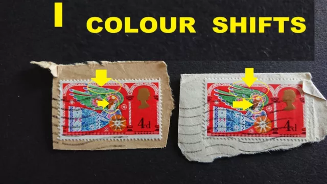 2 Error/Variety Colour Shifts  4D Xmas Sg812 1969 Angel Stamps