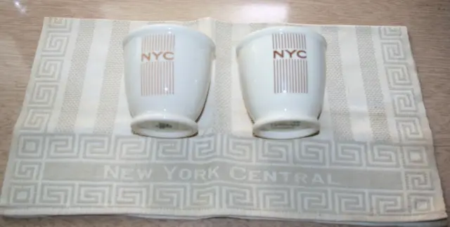 New York Central NYC railroad set of 2 double egg cups by Syracuse China